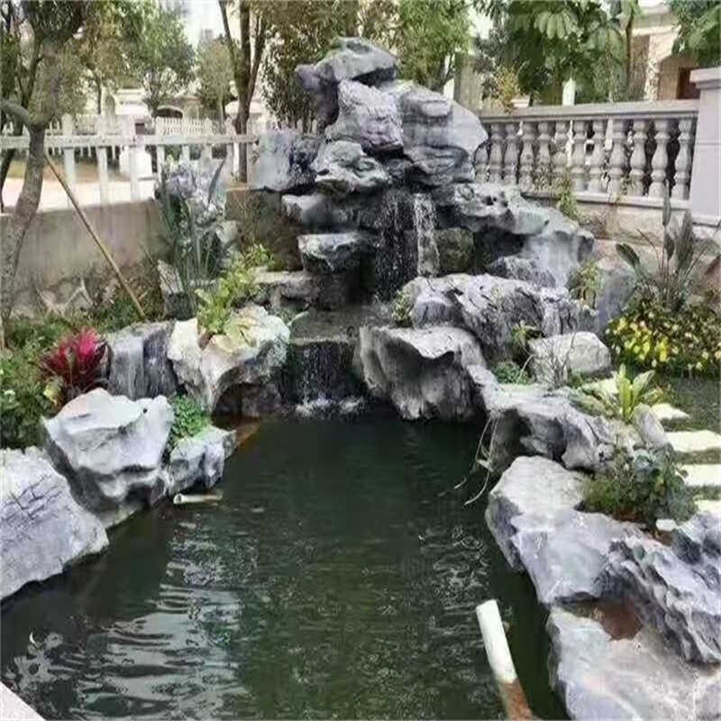 温州庭院鱼池假山图片