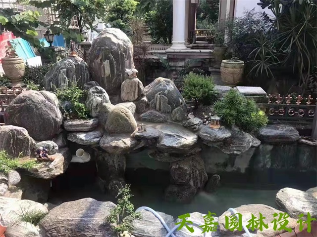 温州小型庭院假山鱼池